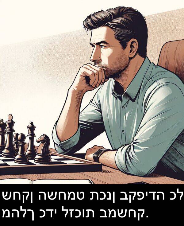 תכנן: שחקן השחמט תכנן בקפידה כל מהלך כדי לזכות במשחק.