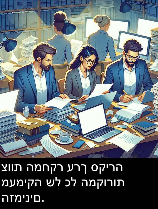 סקירה: צוות המחקר ערך סקירה מעמיקה של כל המקורות הזמינים.