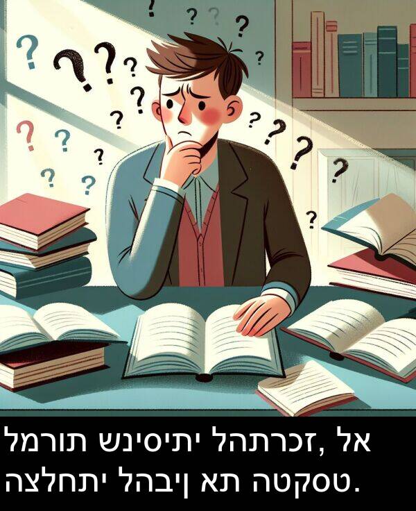 להבין: למרות שניסיתי להתרכז, לא הצלחתי להבין את הטקסט.