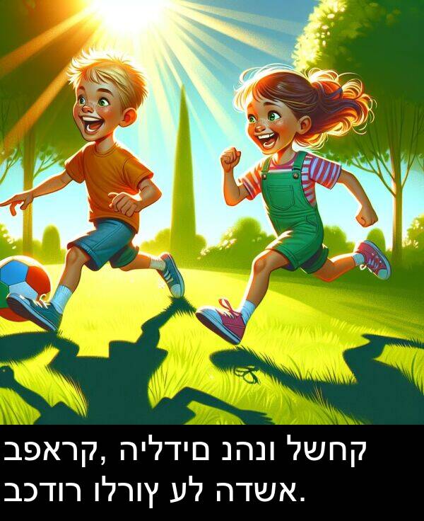 נהנו: בפארק, הילדים נהנו לשחק בכדור ולרוץ על הדשא.