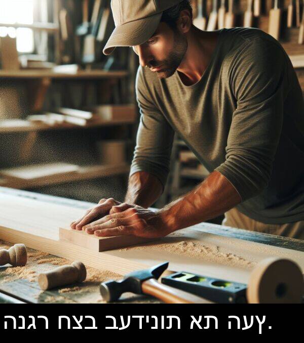 חצב: הנגר חצב בעדינות את העץ.