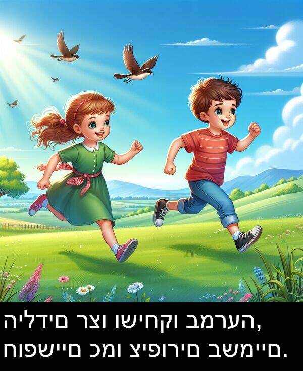 כמו: הילדים רצו ושיחקו במרעה, חופשיים כמו ציפורים בשמיים.