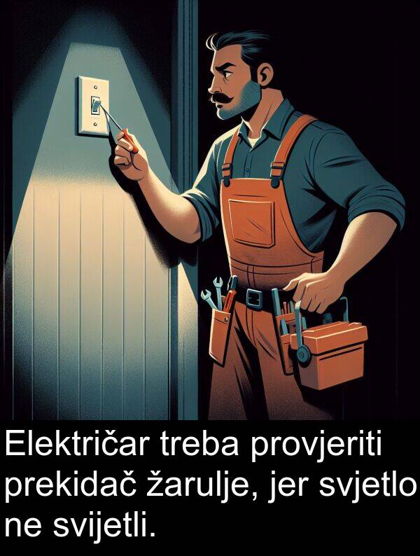 žarulje: Električar treba provjeriti prekidač žarulje, jer svjetlo ne svijetli.