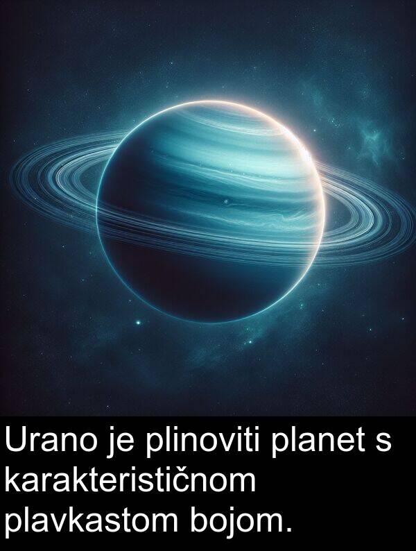 bojom: Urano je plinoviti planet s karakterističnom plavkastom bojom.