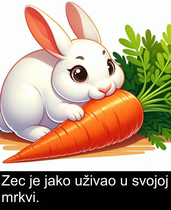 jako: Zec je jako uživao u svojoj mrkvi.