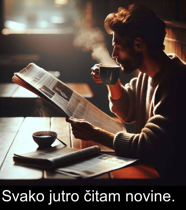 čitam: Svako jutro čitam novine.