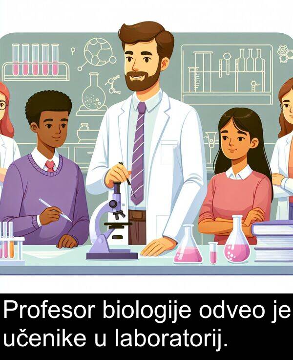 biologije: Profesor biologije odveo je učenike u laboratorij.