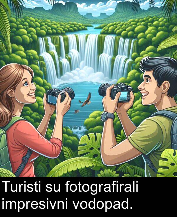 fotografirali: Turisti su fotografirali impresivni vodopad.