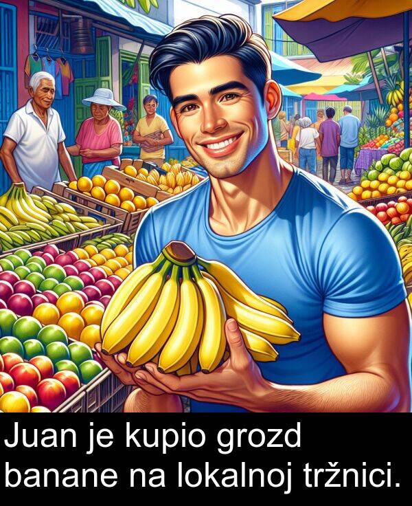 grozd: Juan je kupio grozd banane na lokalnoj tržnici.