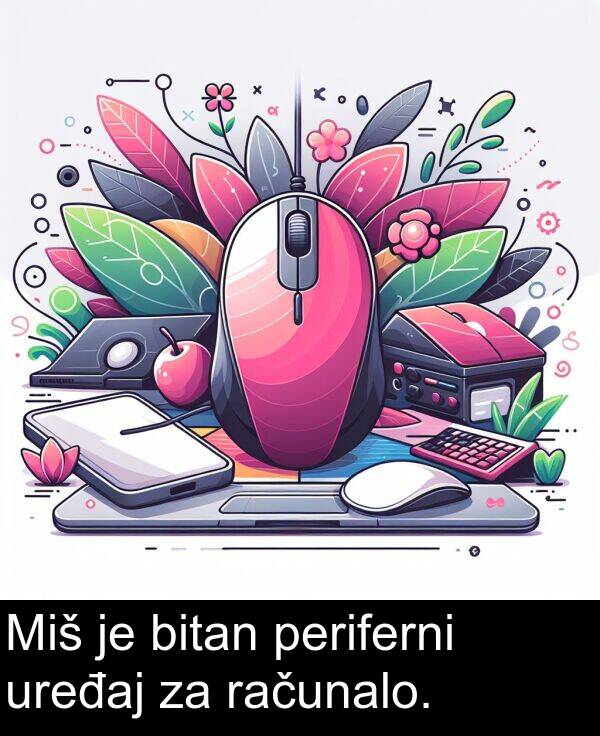 bitan: Miš je bitan periferni uređaj za računalo.