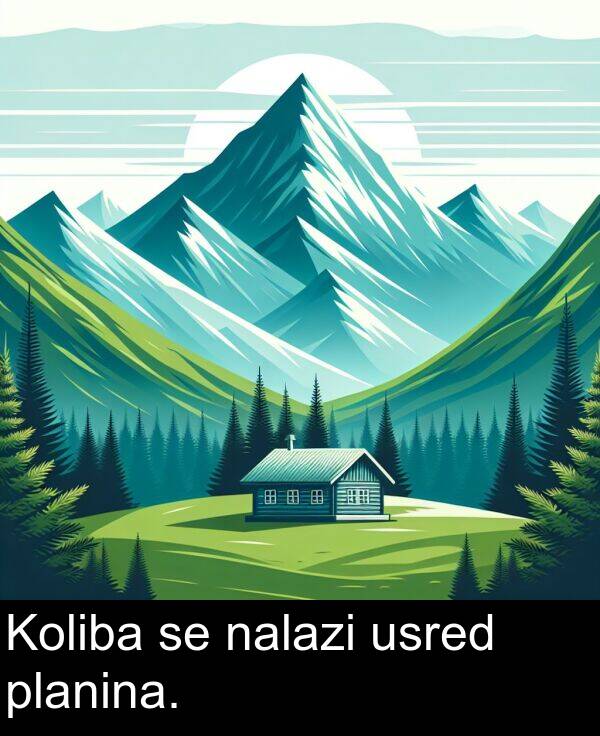 nalazi: Koliba se nalazi usred planina.