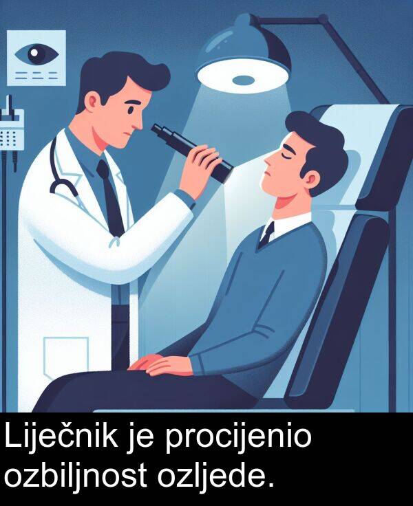 procijenio: Liječnik je procijenio ozbiljnost ozljede.