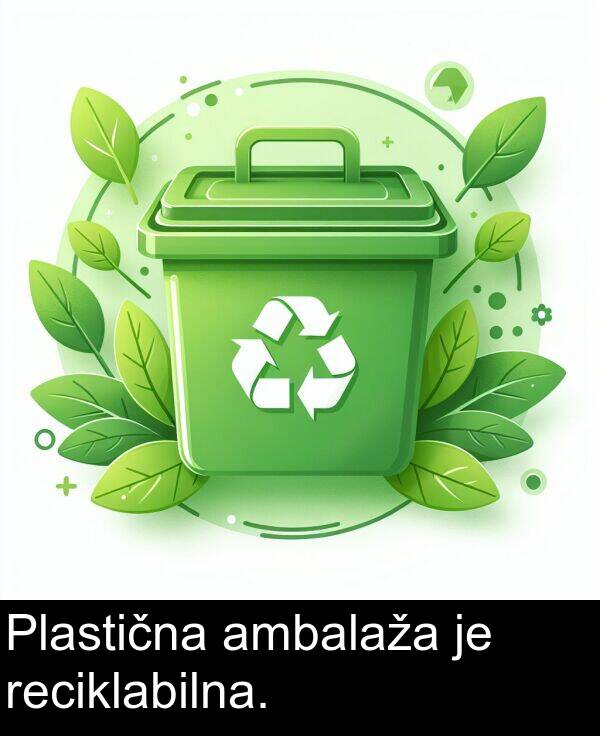 reciklabilna: Plastična ambalaža je reciklabilna.