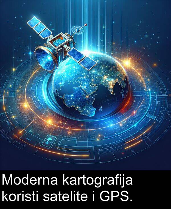 kartografija: Moderna kartografija koristi satelite i GPS.