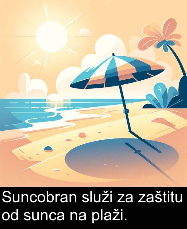 zaštitu: Suncobran služi za zaštitu od sunca na plaži.