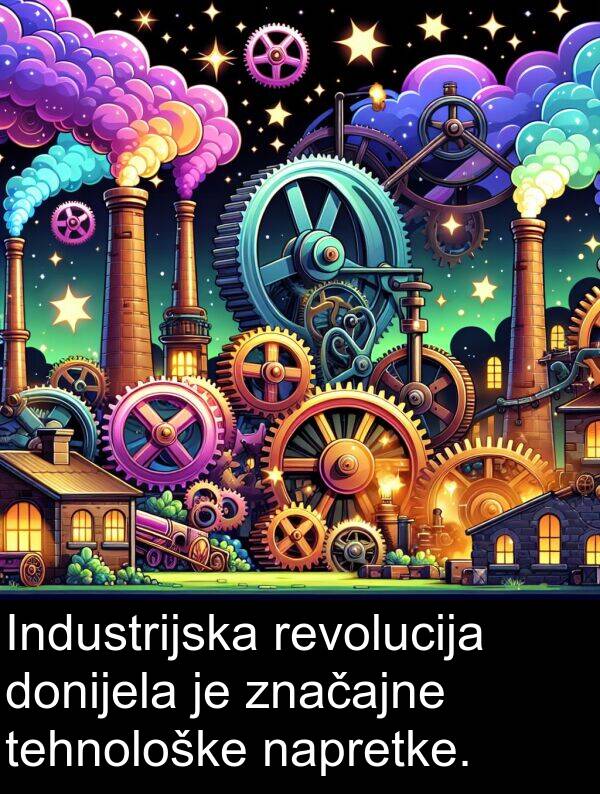 napretke: Industrijska revolucija donijela je značajne tehnološke napretke.