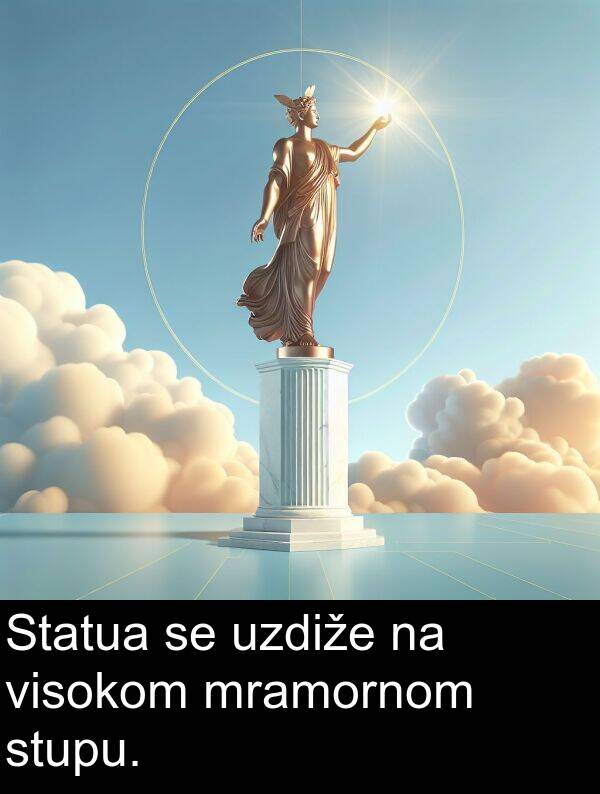 visokom: Statua se uzdiže na visokom mramornom stupu.