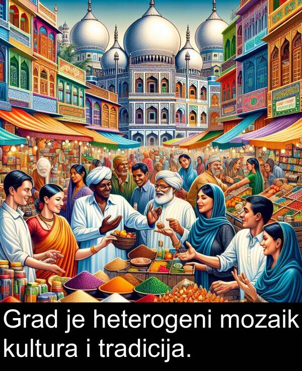 heterogeni: Grad je heterogeni mozaik kultura i tradicija.