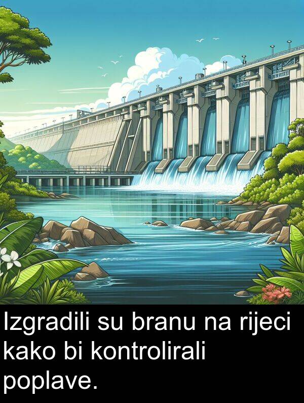 branu: Izgradili su branu na rijeci kako bi kontrolirali poplave.