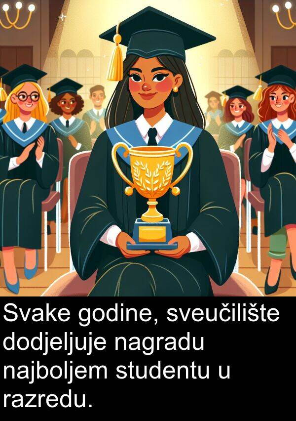 najboljem: Svake godine, sveučilište dodjeljuje nagradu najboljem studentu u razredu.