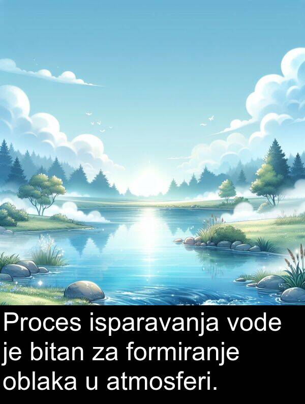 bitan: Proces isparavanja vode je bitan za formiranje oblaka u atmosferi.