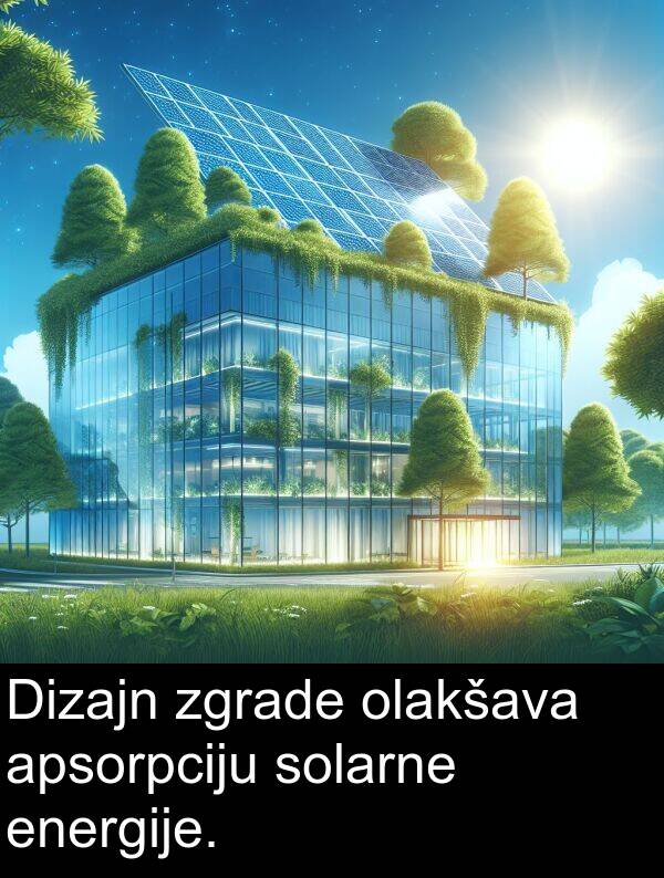 energije: Dizajn zgrade olakšava apsorpciju solarne energije.