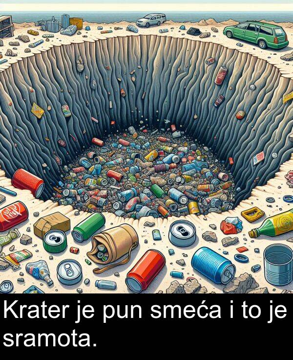 pun: Krater je pun smeća i to je sramota.