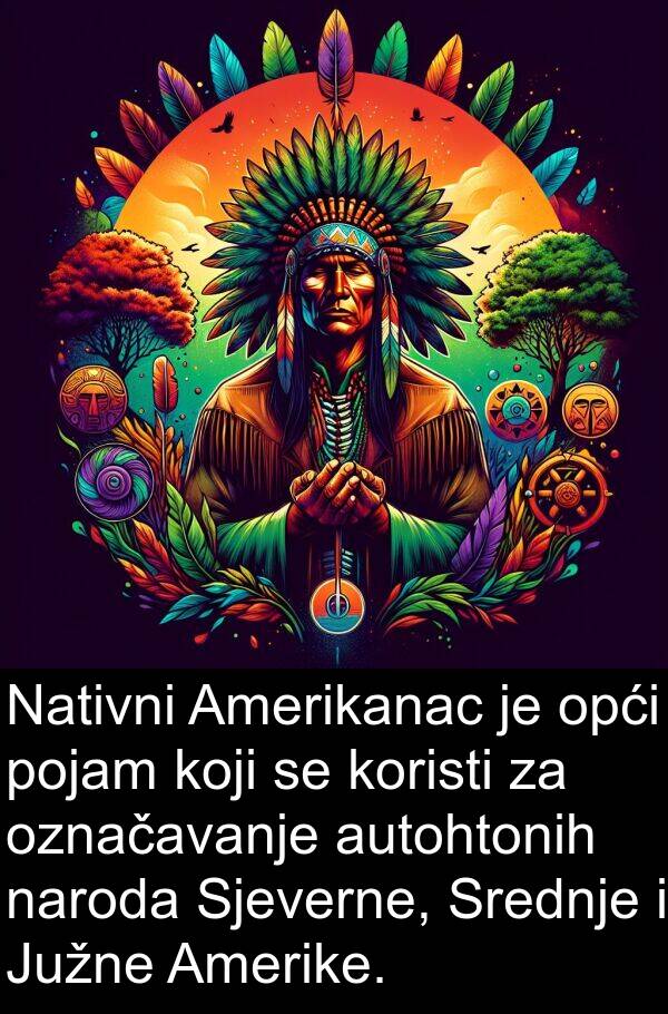 naroda: Nativni Amerikanac je opći pojam koji se koristi za označavanje autohtonih naroda Sjeverne, Srednje i Južne Amerike.