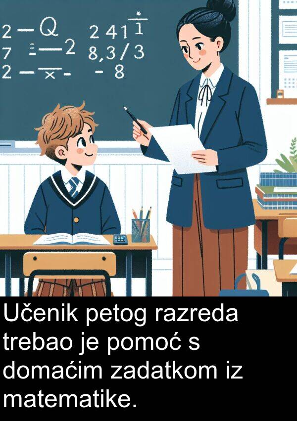 matematike: Učenik petog razreda trebao je pomoć s domaćim zadatkom iz matematike.