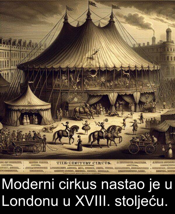 cirkus: Moderni cirkus nastao je u Londonu u XVIII. stoljeću.