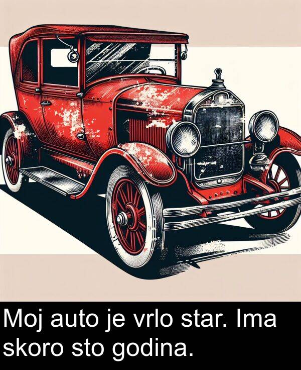 godina: Moj auto je vrlo star. Ima skoro sto godina.