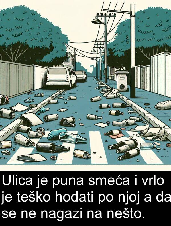 nagazi: Ulica je puna smeća i vrlo je teško hodati po njoj a da se ne nagazi na nešto.