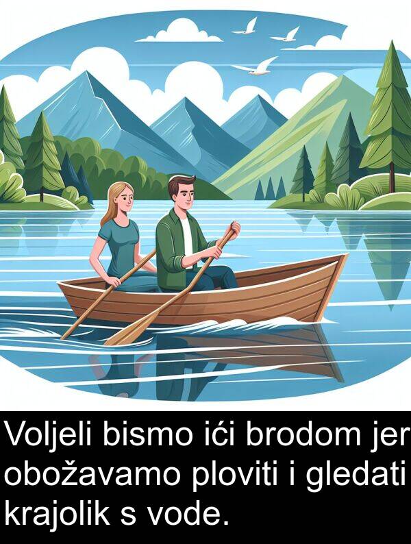 bismo: Voljeli bismo ići brodom jer obožavamo ploviti i gledati krajolik s vode.