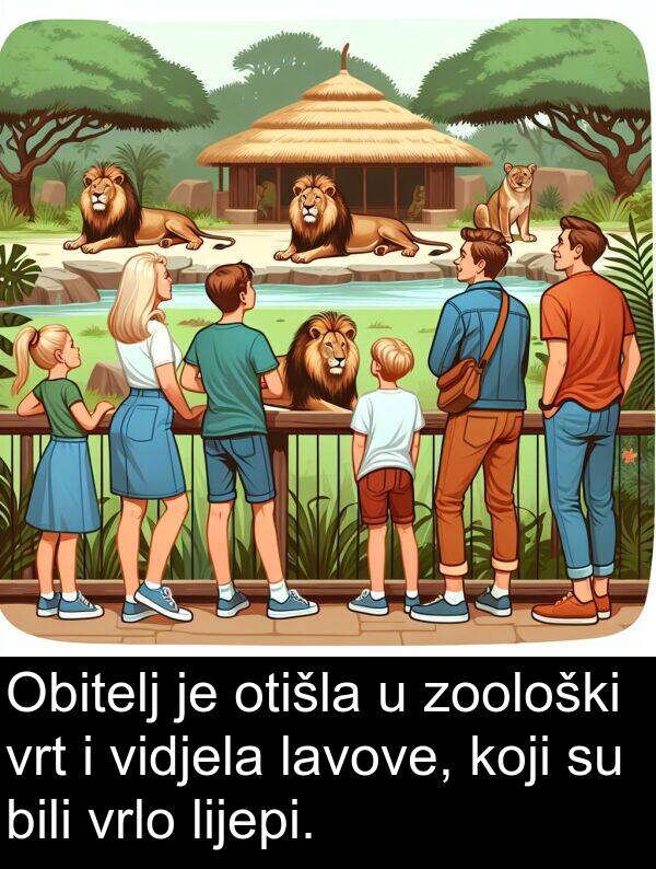 vidjela: Obitelj je otišla u zoološki vrt i vidjela lavove, koji su bili vrlo lijepi.