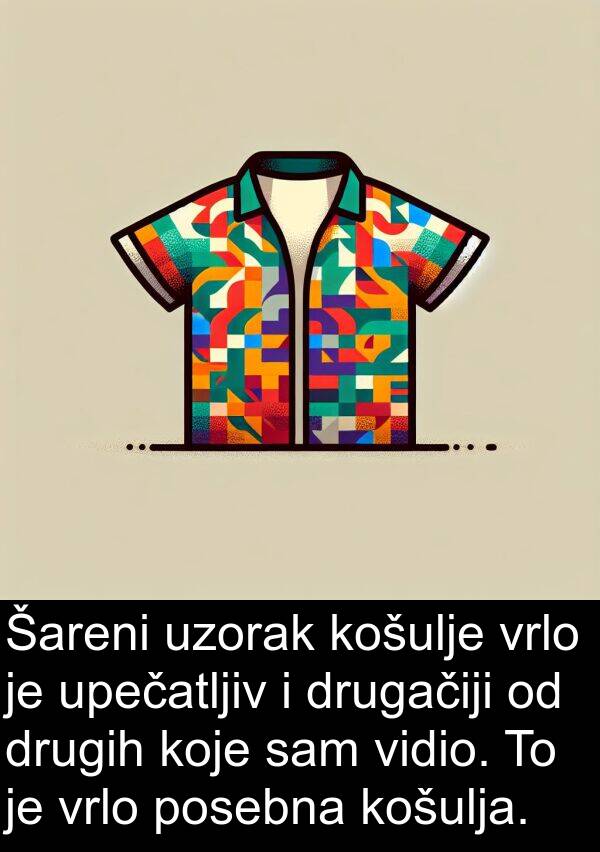 vidio: Šareni uzorak košulje vrlo je upečatljiv i drugačiji od drugih koje sam vidio. To je vrlo posebna košulja.