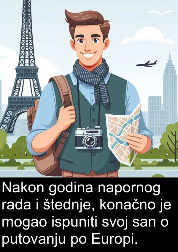 rada: Nakon godina napornog rada i štednje, konačno je mogao ispuniti svoj san o putovanju po Europi.