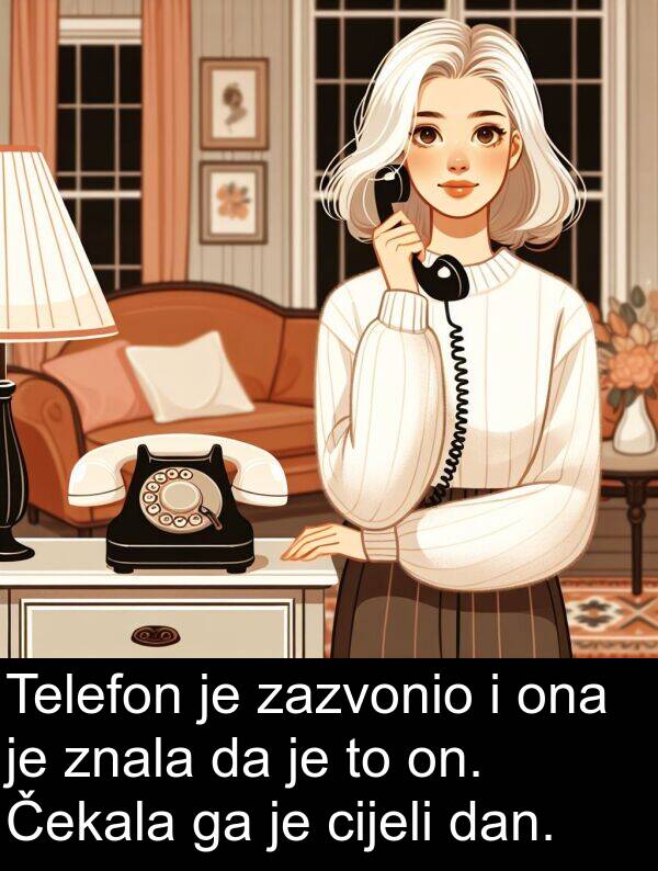 cijeli: Telefon je zazvonio i ona je znala da je to on. Čekala ga je cijeli dan.