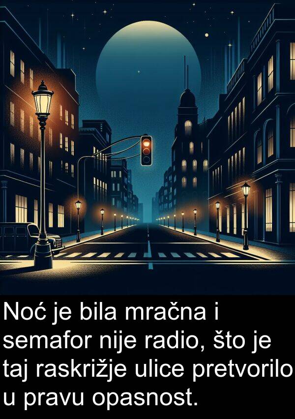 raskrižje: Noć je bila mračna i semafor nije radio, što je taj raskrižje ulice pretvorilo u pravu opasnost.