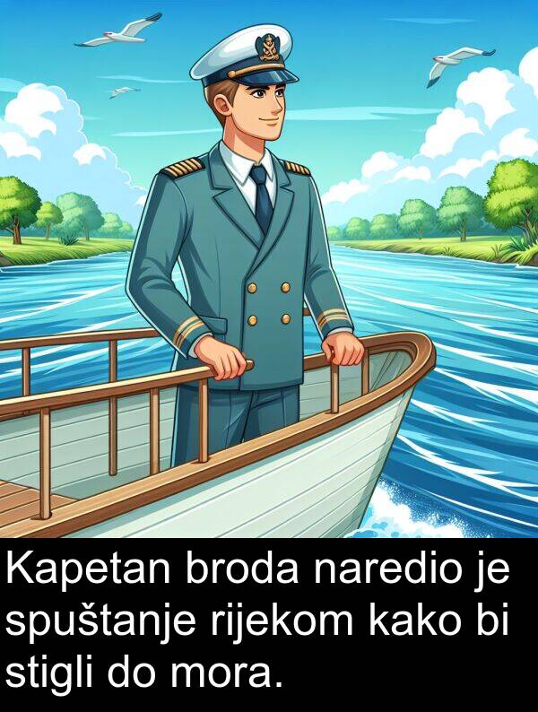 naredio: Kapetan broda naredio je spuštanje rijekom kako bi stigli do mora.