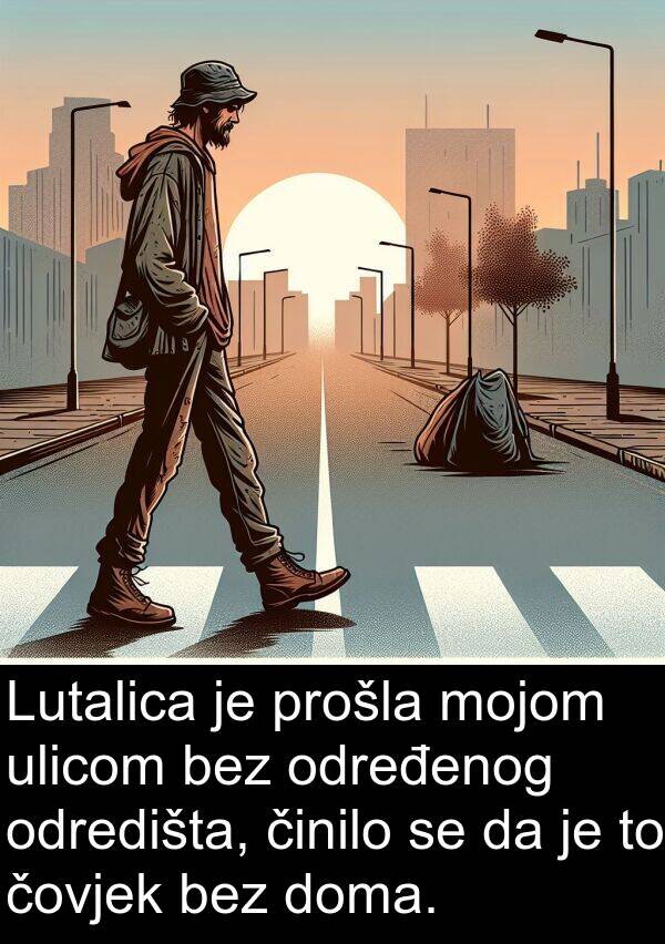 čovjek: Lutalica je prošla mojom ulicom bez određenog odredišta, činilo se da je to čovjek bez doma.