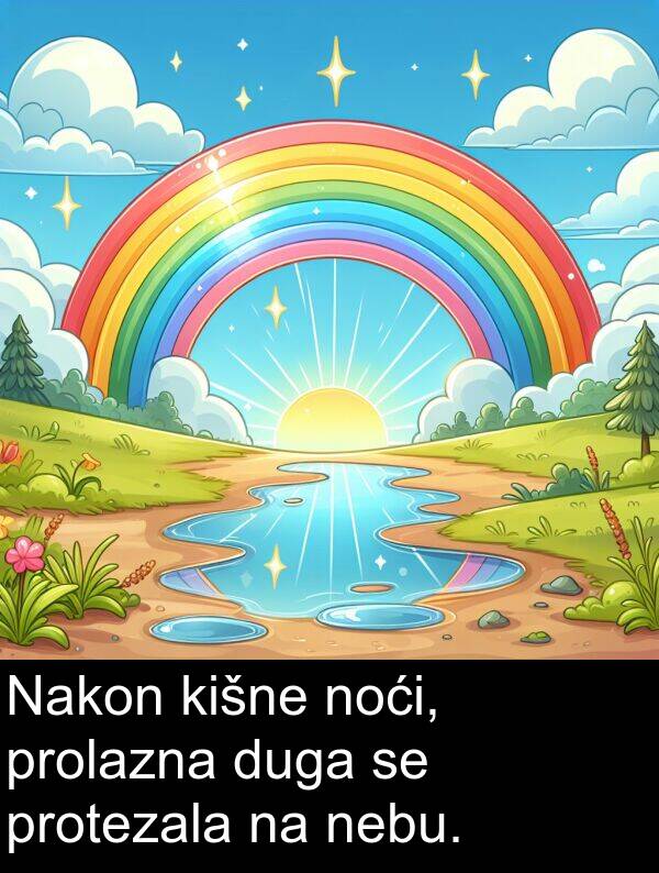 kišne: Nakon kišne noći, prolazna duga se protezala na nebu.