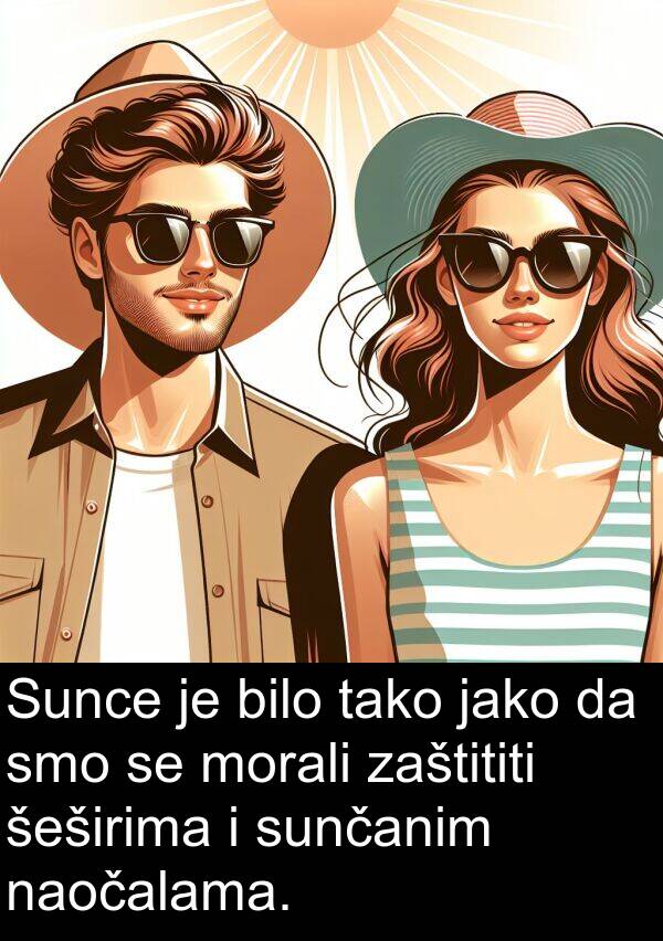 naočalama: Sunce je bilo tako jako da smo se morali zaštititi šeširima i sunčanim naočalama.