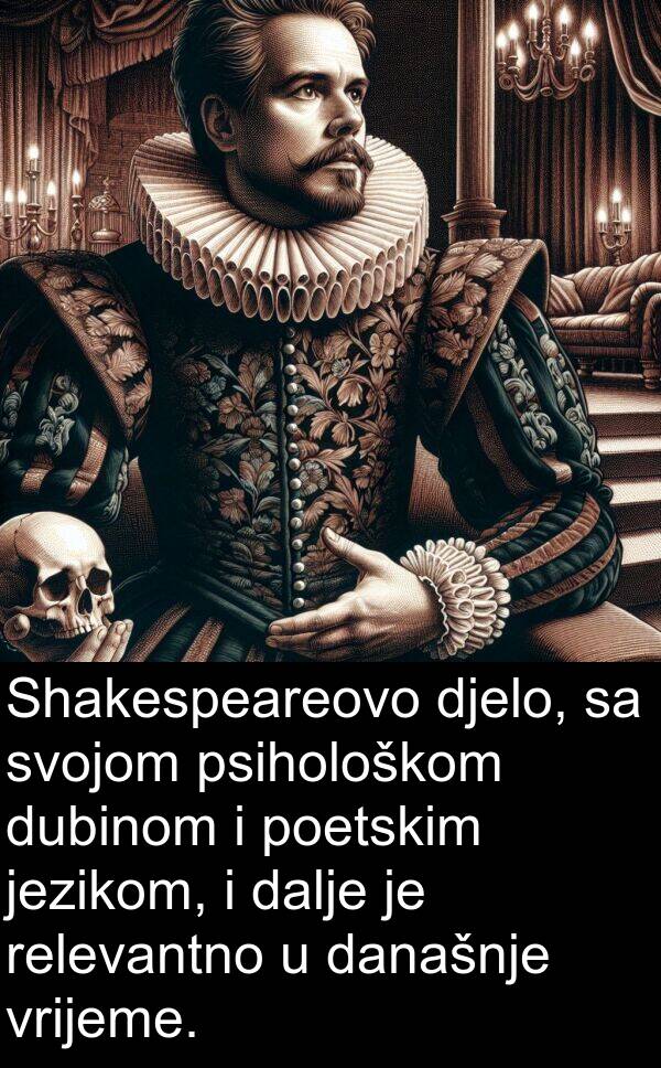 djelo: Shakespeareovo djelo, sa svojom psihološkom dubinom i poetskim jezikom, i dalje je relevantno u današnje vrijeme.