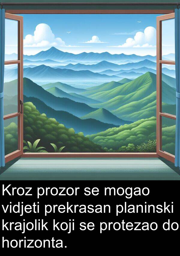 vidjeti: Kroz prozor se mogao vidjeti prekrasan planinski krajolik koji se protezao do horizonta.