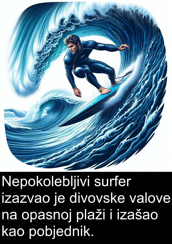 valove: Nepokolebljivi surfer izazvao je divovske valove na opasnoj plaži i izašao kao pobjednik.