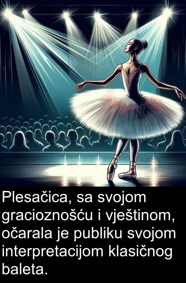 očarala: Plesačica, sa svojom gracioznošću i vještinom, očarala je publiku svojom interpretacijom klasičnog baleta.