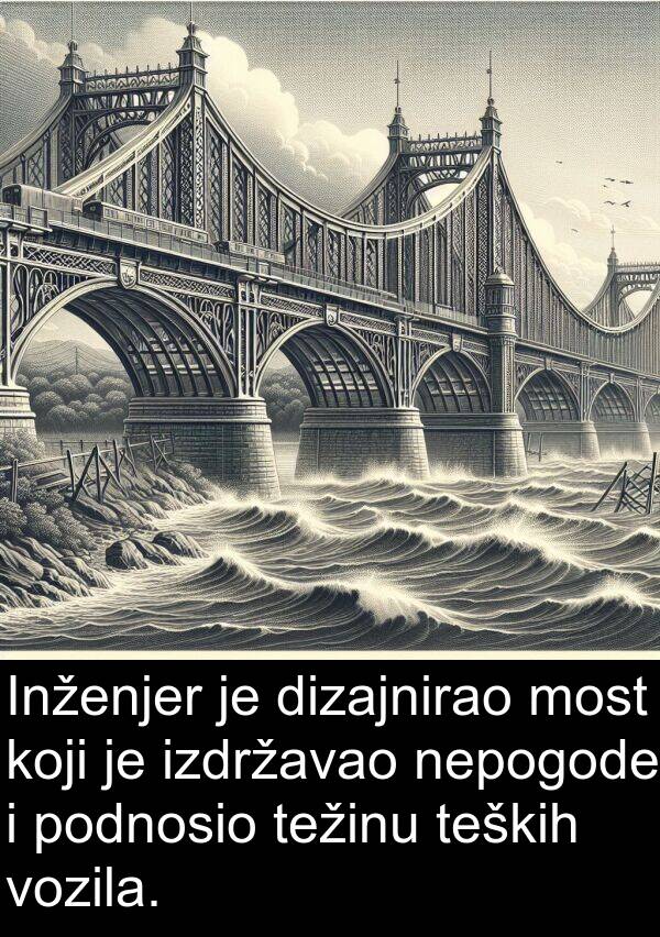 teških: Inženjer je dizajnirao most koji je izdržavao nepogode i podnosio težinu teških vozila.