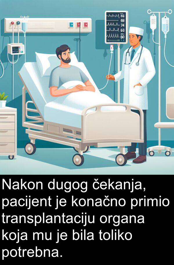 pacijent: Nakon dugog čekanja, pacijent je konačno primio transplantaciju organa koja mu je bila toliko potrebna.