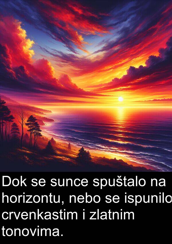 horizontu: Dok se sunce spuštalo na horizontu, nebo se ispunilo crvenkastim i zlatnim tonovima.