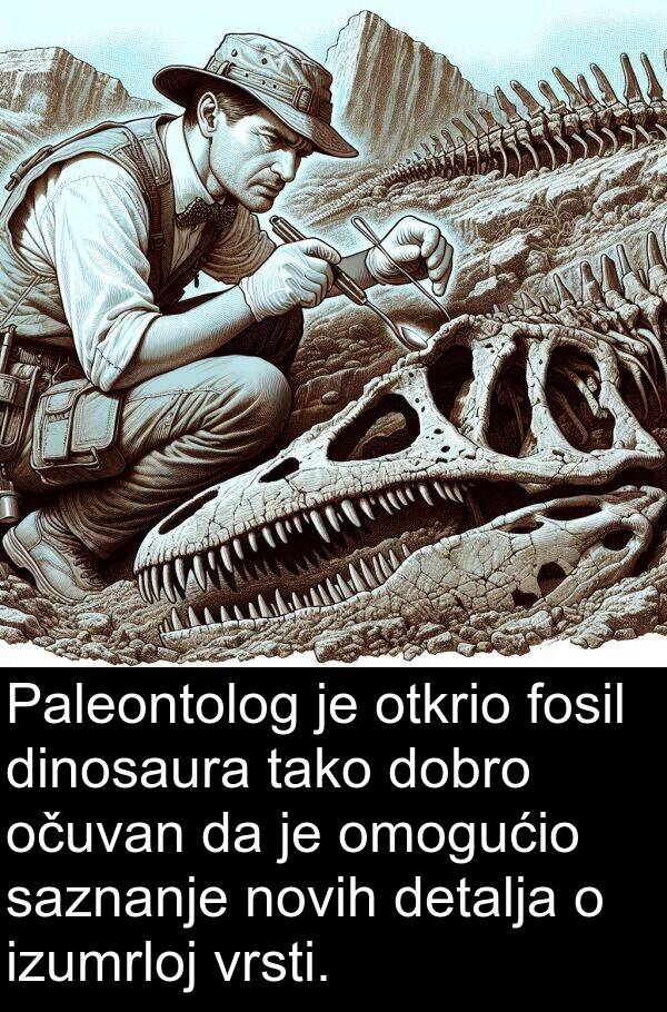 očuvan: Paleontolog je otkrio fosil dinosaura tako dobro očuvan da je omogućio saznanje novih detalja o izumrloj vrsti.